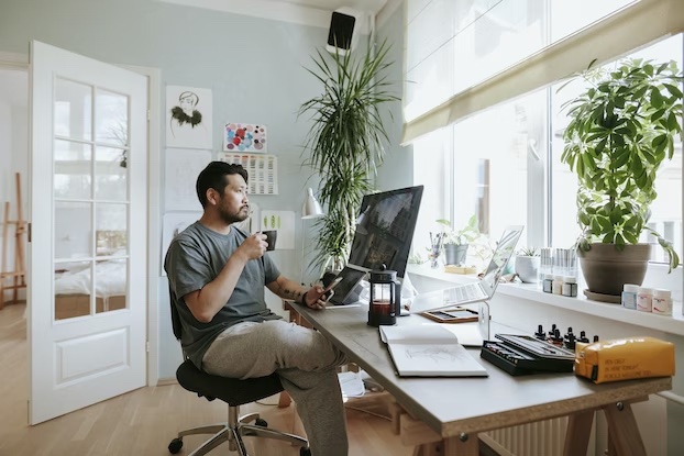 Man sitting at a desk